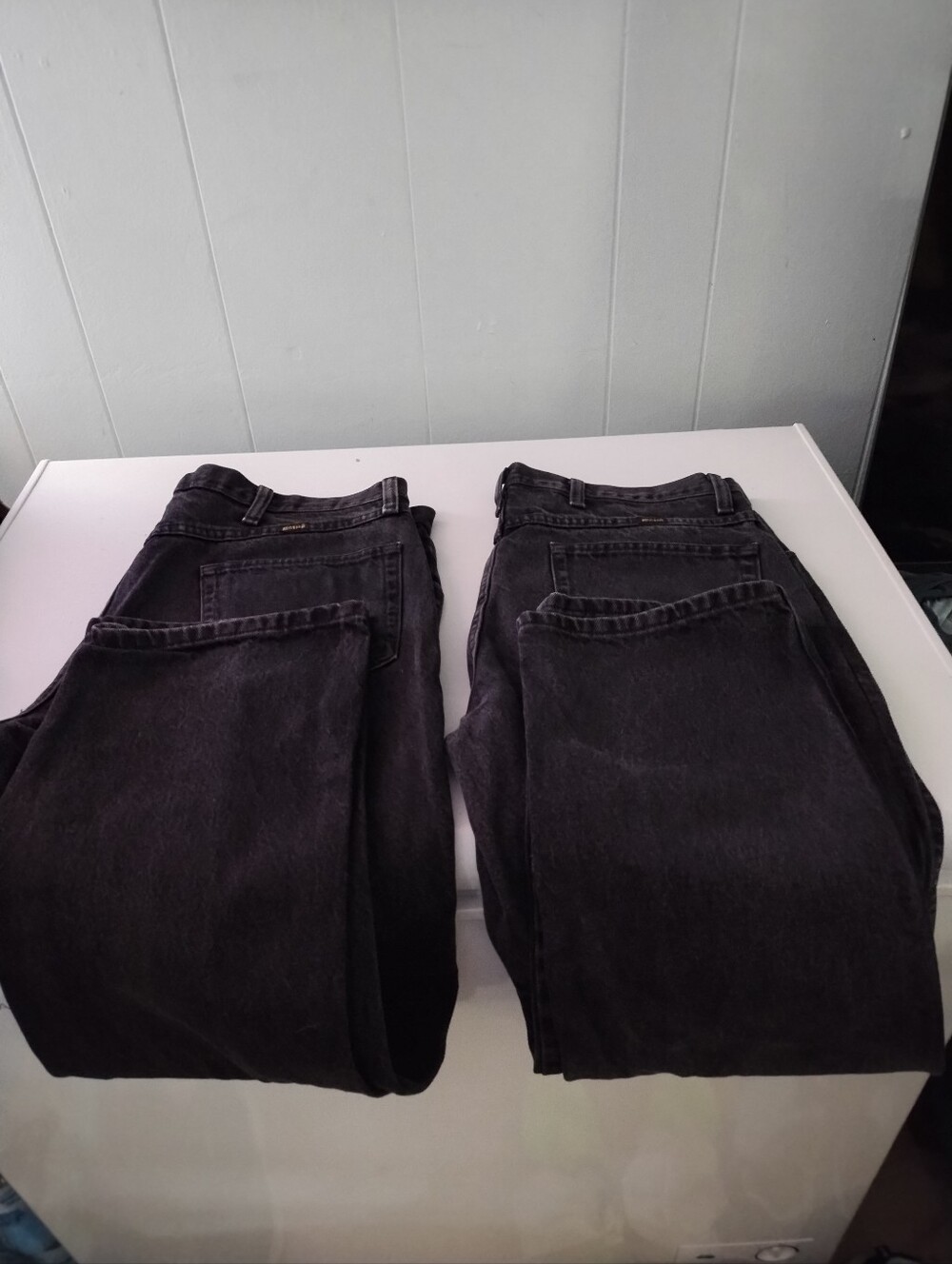 2 Pair-Men's Rustler Black Denim Work Jeans - Classic Straight Fit 36" X 30"